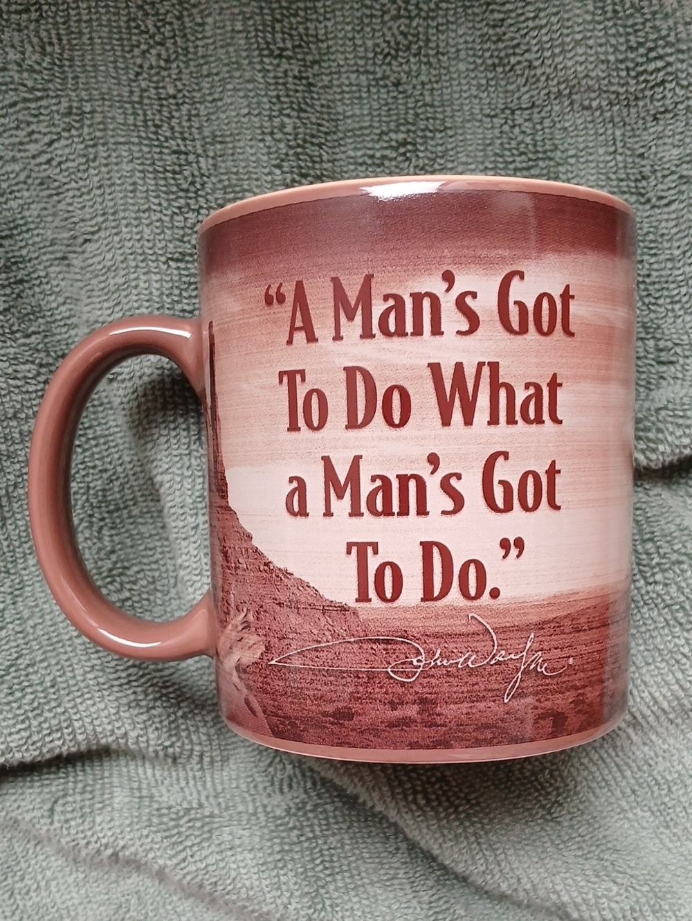 John Wayne "A Man's Got To Do..." 12 oz Brown Ceramic Coffee Tea Mug Cup - Picture 2 of 6
